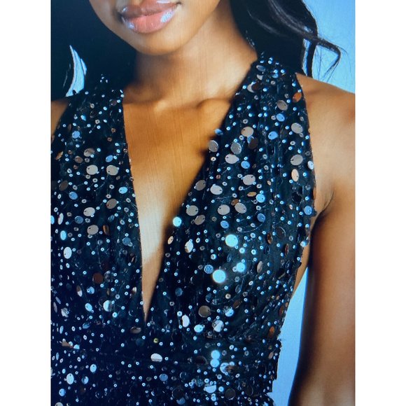 NWT Last TWO Final $$ Shine On You Black Sequin Mini Skater Dress Small - Picture 2 of 7